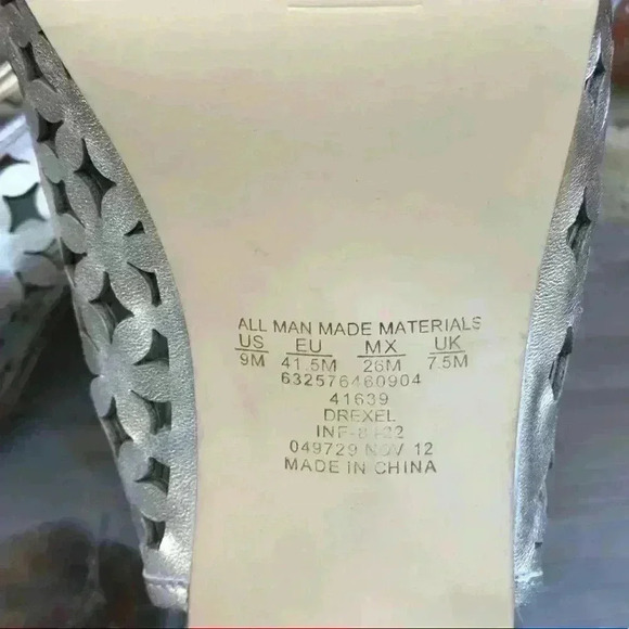 METAPHOR Platform Pump Heels Silver Cut Out Open Toe Sling Back Heels Size 9 - Picture 5 of 8